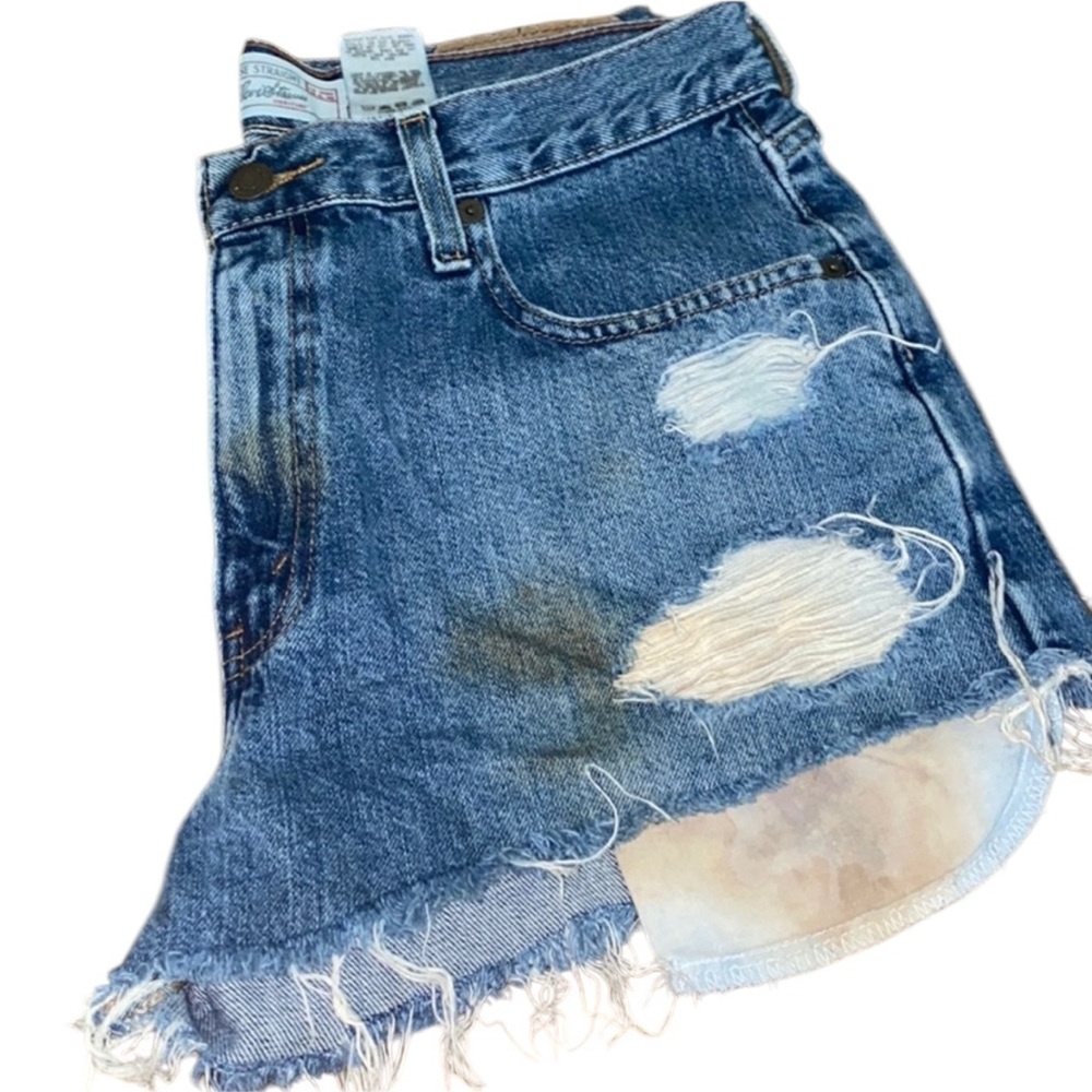 Levi's Blue Distressed Jean Shorts